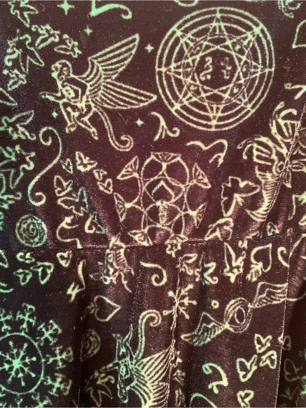 Wicked Universal Studios Black Green velour dress M/8